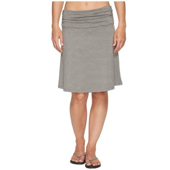 Toad&Co Chaka Skirt Gray White Striped Organic Cotton Large - Picture 1 of 8